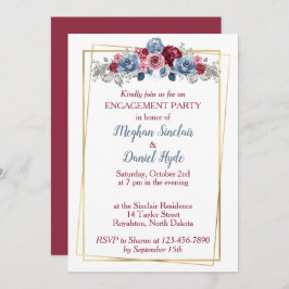 Dusty Blue und Burgundy Engagement Party Einladung