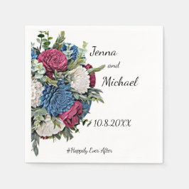 Dusty Blue und Burgundy Floral Napkin Serviette