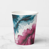 Dusty Blue und Burgundy Swirl Wedding Pappbecher (Rückseite)