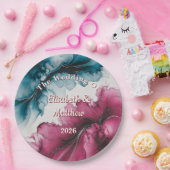 Dusty Blue und Burgundy Swirl Wedding Pappteller (Party)