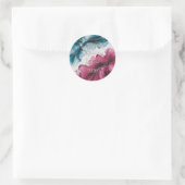 Dusty Blue und Burgundy Swirl Wedding Runder Aufkleber (Tasche)