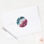 Dusty Blue und Burgundy Swirl Wedding Runder Aufkleber (Umschlag)