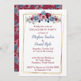 Dusty Blue und Burgundy Wedding Engagement Party Einladung