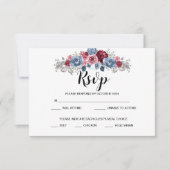 Dusty Blue und Burgundy Wedding RSVP (Vorderseite)