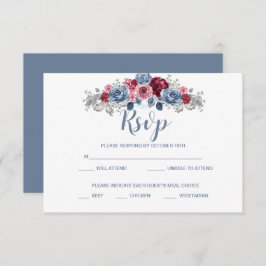 Dusty Blue und Burgundy Wedding RSVP Enclosure