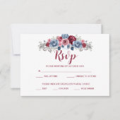 Dusty Blue und Burgundy Wedding RSVP Enclosure Save The Date (Vorderseite)