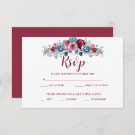 Dusty Blue und Burgundy Wedding RSVP Enclosure Save The Date