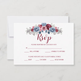 Dusty Blue und Burgundy Wedding RSVP Enclosure Save The Date