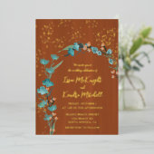 Dusty blue und Burnt Orange Botanical Floral Arch Folieneinladung (Stehend vorne)