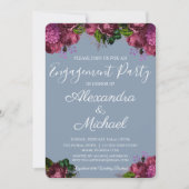 Dusty Blue und Cranberry Burgundy Engagement Party Einladung (Vorderseite)