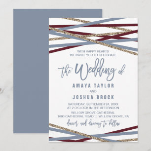 Dusty Blue und Cranberry streamen die Hochzeit von Einladung