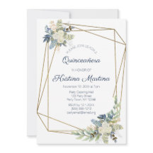 Dusty Blue und Cream Floral Quinceañera Geburtstag
