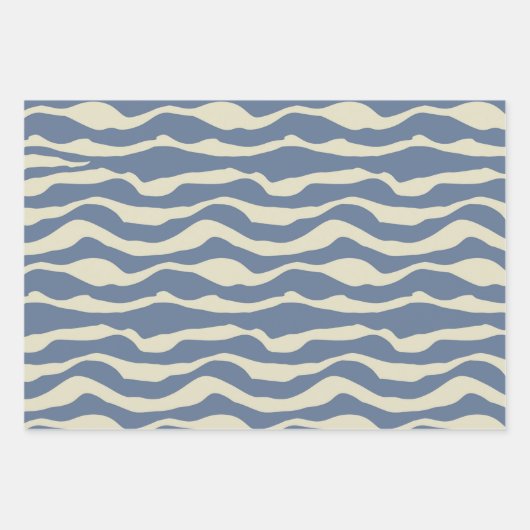 Dusty Blue und Cream Muster of Christmas Geschenkpapier Set (Vorderseite 3)