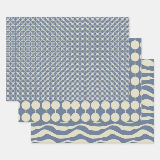 Dusty Blue und Cream Muster of Christmas Geschenkpapier Set (Set)
