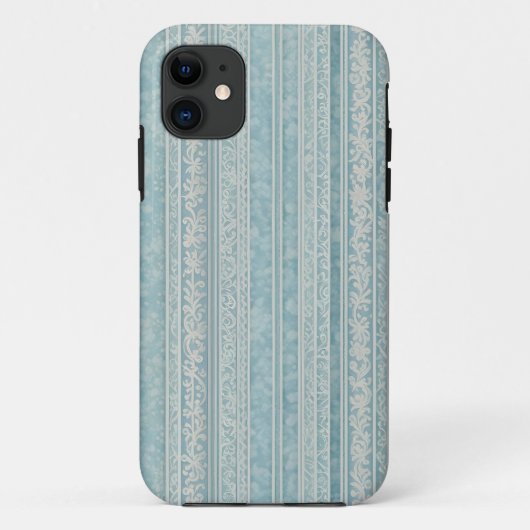 Dusty Blue und Cream Stripes Case-Mate iPhone Hülle (Rückseite)