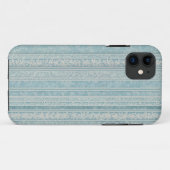 Dusty Blue und Cream Stripes Case-Mate iPhone Hülle (Rückseite (Horizontal))