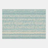 Dusty Blue und Cream Striping Geschenkpapier Set (Vorderseite)