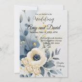 Dusty Blue und Creme Wedding Einladung (Vorderseite)