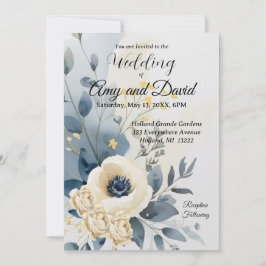Dusty Blue und Creme Wedding Einladung