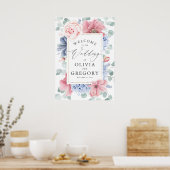 Dusty Blue und Dusty Rose Blumenzwiebeln Begrüßung Poster (Küche)