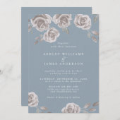 Dusty Blue und Dusty Rose Wasserfarbe Einladung (Vorne/Hinten)