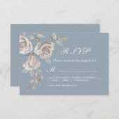 Dusty Blue und Dusty Rose Wasserfarbenhochzeit RSVP Karte (Vorne/Hinten)
