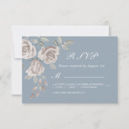 Dusty Blue und Dusty Rose Wasserfarbenhochzeit RSVP Karte