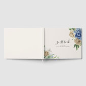 Dusty Blue und Elfenbein Blume Hochzeiten Gästebuch (Voll)
