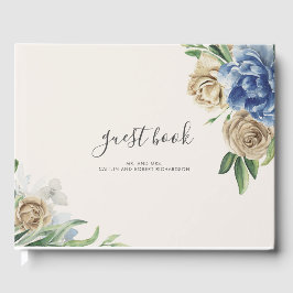 Dusty Blue und Elfenbein Blume Hochzeiten Gästebuch