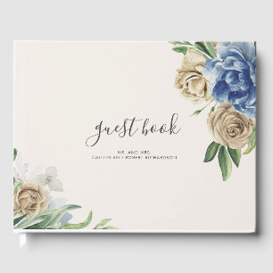 Dusty Blue und Elfenbein Blume Hochzeiten Gästebuch