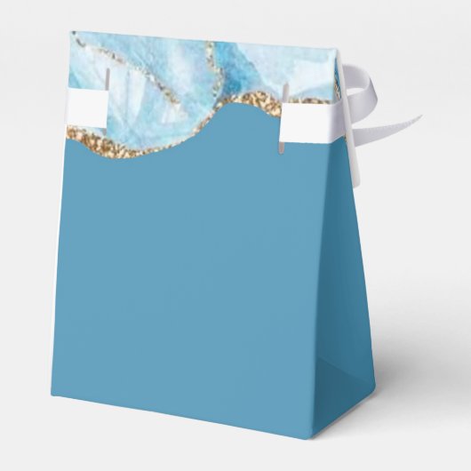 Dusty Blue und Gold Agate Custom Wedding Geschenkschachtel (Rückseite)