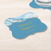 Dusty Blue und Gold Agate Custom Wedding Untersetzer (angewinkelt)