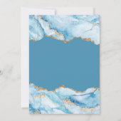 Dusty Blue und Gold Agate Polterabend Einladung (Rückseite)