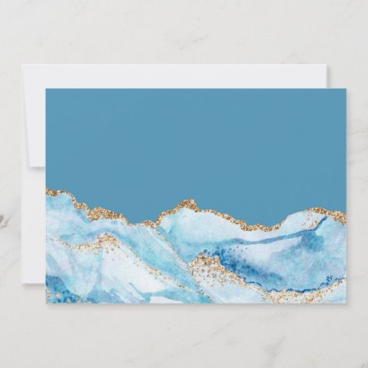 Dusty Blue und Gold Agate Speichern Sie die Datums Einladung (Rückseite)