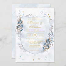 Dusty Blue und Gold Blueberries Shield Wedding