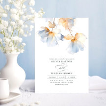 Dusty Blue und Gold Blume Minimalistisch Hochzeit