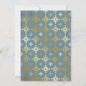 Dusty blue und Gold Crown Damask Royal Wedding Einladung (Rückseite)