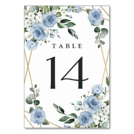 Dusty Blue und Gold Elegante Rustikale Hochzeit Tischnummer