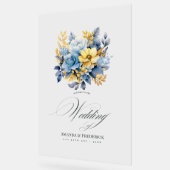 Dusty Blue und Gold Floral Elegante Hochzeit Willk Acrylschild (Winkel)