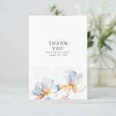 Dusty Blue und Gold Floral Vielen Dank Dankeskarte (Stehend Vorderseite)