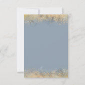 Dusty Blue und Gold Glitzer Boho Wedding RSVP Karte (Rückseite)