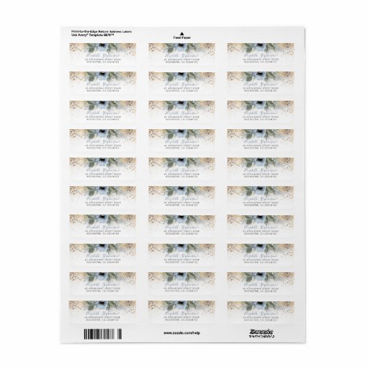 Dusty Blue und Gold Glitzer Floral Trendy (Vorne)