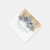 Dusty Blue und Gold Glitzer Romantische Hochzeit Serviette (Ecke)