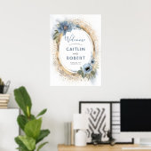 Dusty Blue und Gold Glitzer Wedding Sign Poster (Heimbüro)