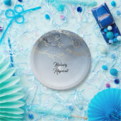 Dusty Blue und Gold Moderne Wasserfarbe Pappteller (Party)