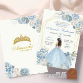 Dusty Blue und Gold Royal Crown mexikanische Prinz Einladung