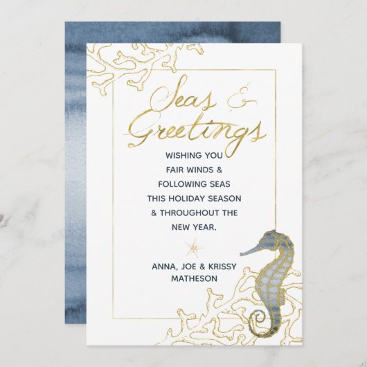Dusty Blue und Gold Seas & Greetings Weihnachten (Vorne/Hinten)