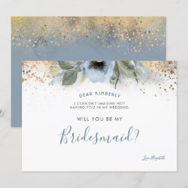 Dusty Blue und Gold werden Sie meine Bridesmaid se Einladung