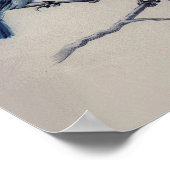 Dusty Blue und Gray Birds auf einem Zweig Wasserfa Poster (Ecke)