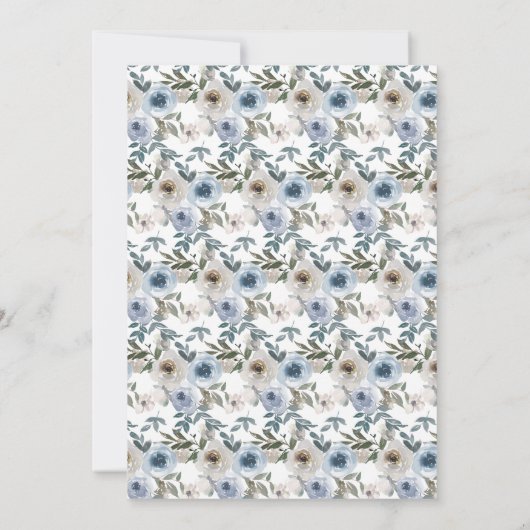 Dusty Blue und Gray Floral Botanical Wedding Save The Date (Rückseite)